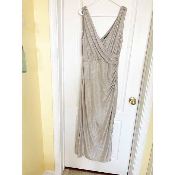 Ralph Lauren Dresses & Skirts - Ralph Lauren Evenings Metallic Gold Gown Dress Size 12